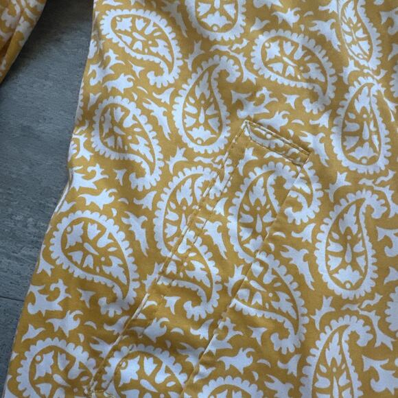 Michael Kors LARGE Yellow White Paisley Print Long Topper Dress Jacket Stretch - Picture 3 of 7